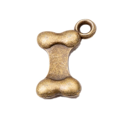 Close front view showing the shape and recessed details of the rounded dog bone charms