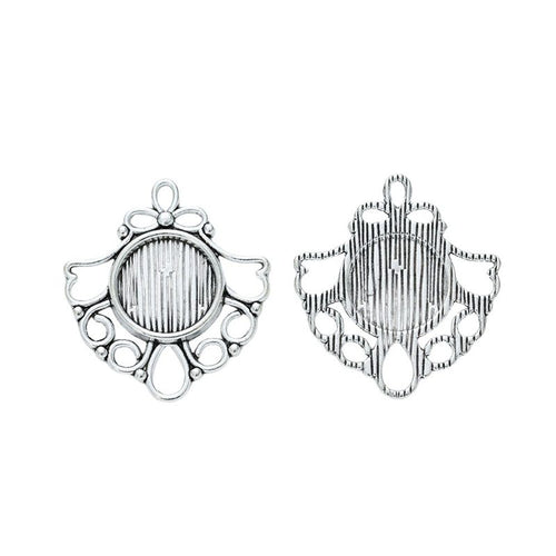 Close view of Round 12mm Cabochon Setting Components metal shape and surface detail