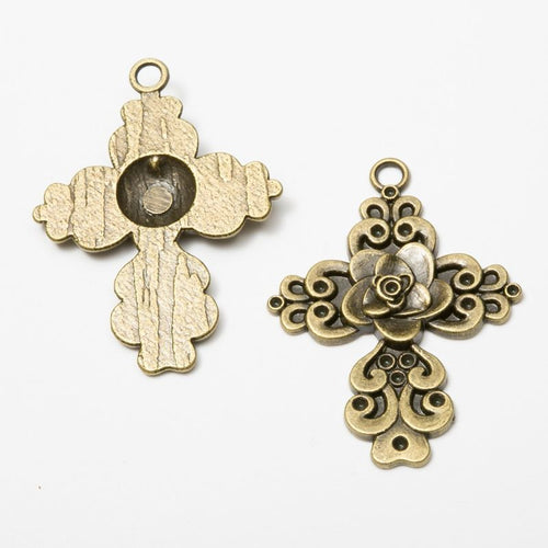 Front and reverse views of the rose cross in one finish