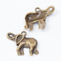 Raised Detail Elephant Charms in Antique Bronze and Silver view 2