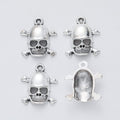 Skull and Crossbones Metal Charm in Two Antique Finishes view 2