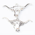 Antique Longhorn Cattle Head Metal Charm, Two Finishes view 2