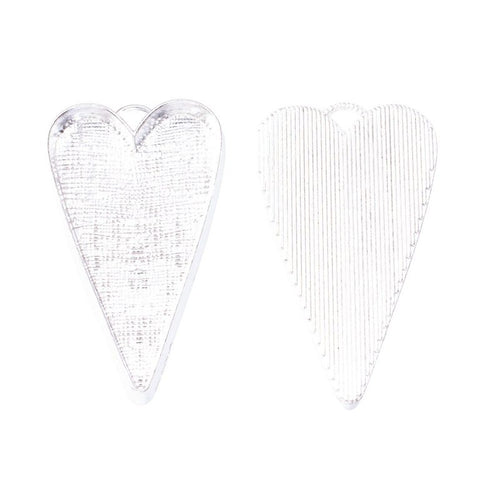 Long Heart Cabochon Setting shown from the front in contrasting finishes