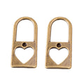 Heart Cutout Padlock Metal Charm Pendants in 3 Finishes view 2