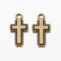 4-Finish Beaded Border Cross Metal Jewelry Components for Crafts view 2