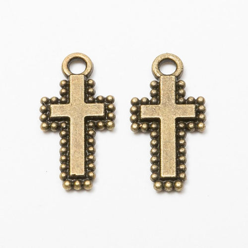 Front and reverse views of the beaded border cross in one finish