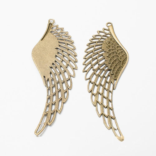 Detailed Feathered Wing Charm shown from the front in contrasting finishes