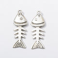 Jointed Fish Skeleton Metal Charm in Three Finishes view 2