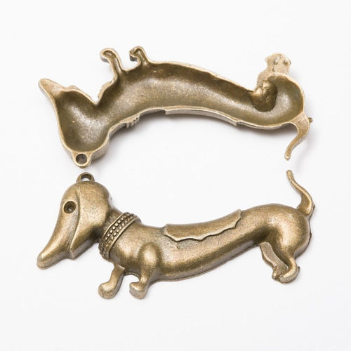 Dachshund Dog Charms showing front details and finish