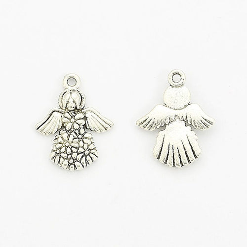 Patterned Skirt Angel Charm front and reverse details on a white background