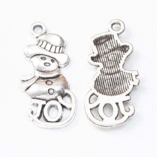 Snowman Charm Pendant front detail showing a top hat, scarf, buttons, and curled lower detail