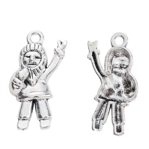 Front detail of waving christmas figure metal charm