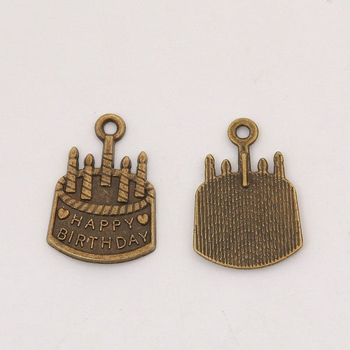 Additional front and reverse view of the birthday cake charm