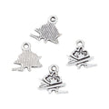 Antique Silver Tone Campfire Metal Charm with Hanging Loop view 2