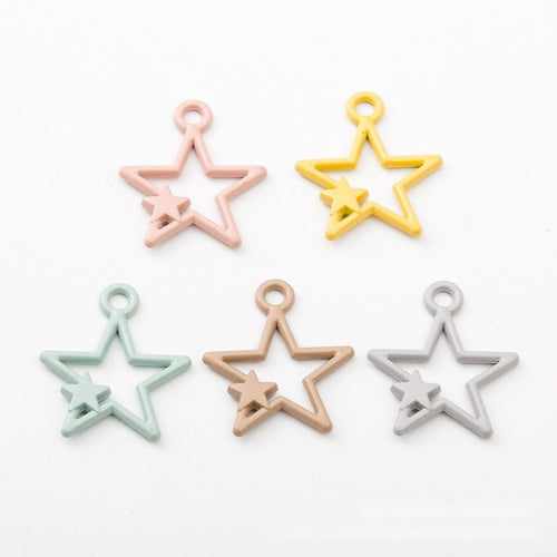 Alternate image of open star charm showing available finishes and form
