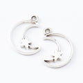Crescent Moon and Star Open Bezel Charms in Two Finishes view 2