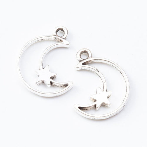 Open crescent moon frames containing a small star silhouette shown from the front on a white background.