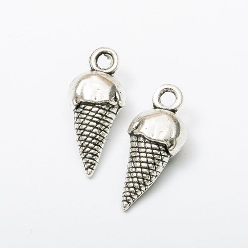 Close view showing the front and reverse details of the ice cream cone charm