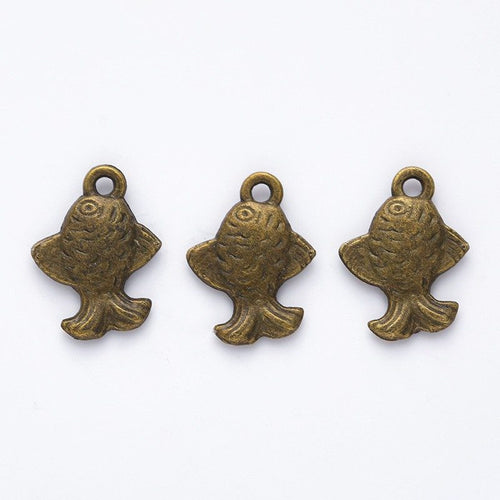 Closer view of the small goldfish charm surface and hanging loop