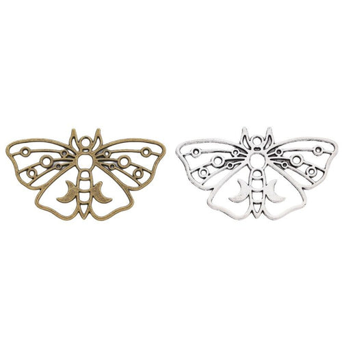Grouped front and back views showing the details of openwork butterfly charms
