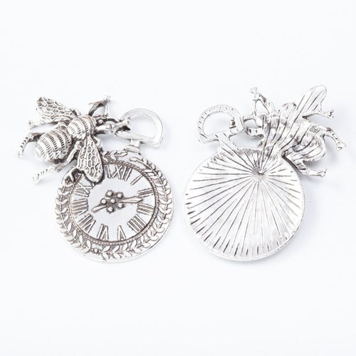 Front and reverse views of the bee pocket watch in one finish