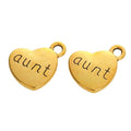 Aunt Engraved Heart Metal Charm in 3 Finishes for Jewelry Making view 2
