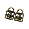 Vintage Finish Metal Crown Padlock Charms in 2 Style Options view 2