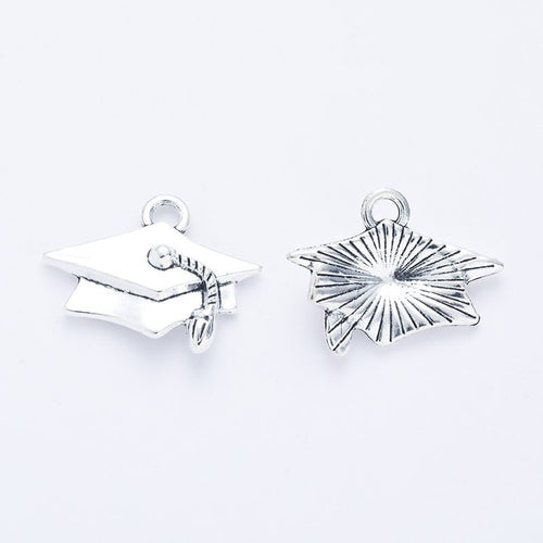 Graduation Cap Charm front and reverse details on a white background