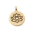 Round Lotus Cutout Metal Charm Pendants in 2 Finishes view 2
