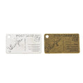 Postcard Message Charm in Two Antique Metal Finishes view 2