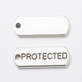 PROTECTED Engraved Rectangular Tag Pendant Charm in Antique Silver view 2