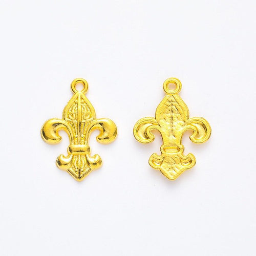 Detailed front and back view of 百合花饰 charm on a white background