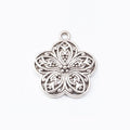Vintage Finish Metal Six Petal Floral Charms in 3 Style Options view 2