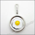 Fried Egg Pan Metal Charm in 3 Distinct Finishes for Jewelry Making view 2