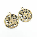 Round Tree of Life Metal Charm for Jewelry Making in Antique Bronze and Antique Silver view 2