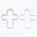 Open Cross Pendant Frame Alloy Jewelry Making Component in 2 Finish Options view 2