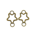 Star Connector with an open five-point star with loops at both ends in 3 Metal Finishes view 2