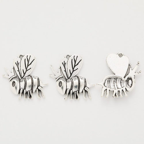 Striped Bee Charm front and reverse details on a white background