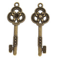 Flower Bow Skeleton Key Metal Charm for Jewelry Making, 2 Finishes view 2