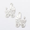 Canopy Baby Carriage Charm in 2 Finishes for Jewelry Making view 2