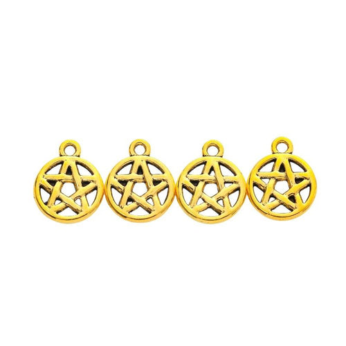 Close view of the small circle pentagram charm surface and relief