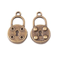 Round Padlock Charm with Raised Studs in Two Antique Finishes view 2