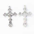 Ornate Crucifix Metal Pendant Charms in 3 Distinct Finishes view 2