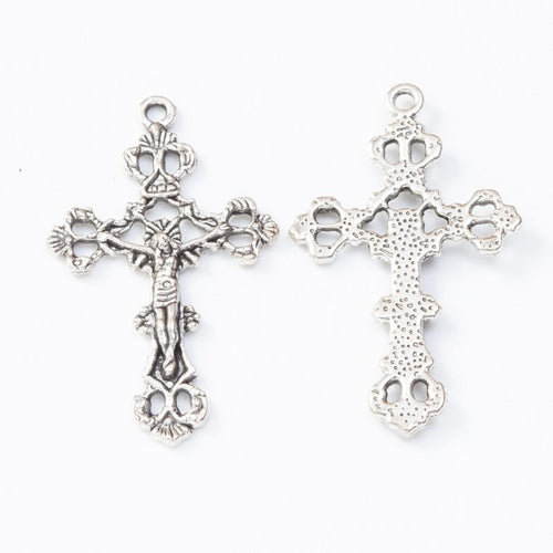 Close view of Ornate Crucifix metal shape and surface detail