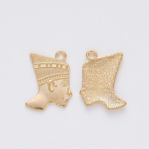 Front and reverse views of the nefertiti profile charm