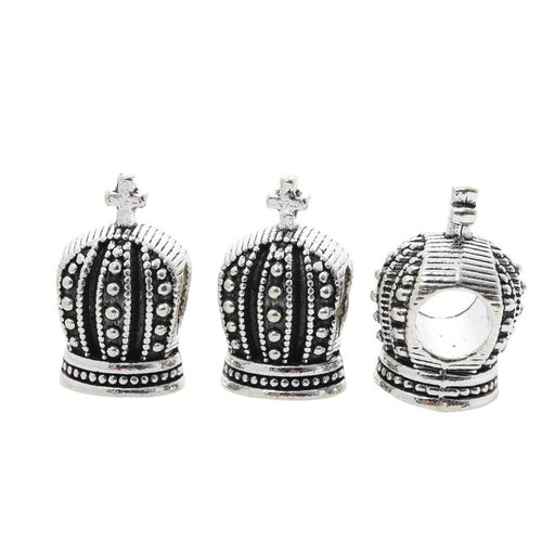 Antique Silver crown slider bead shown in product image 2