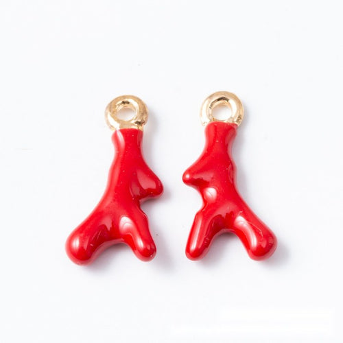 Close view showing the front details of the enamel antler charms