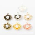 Shell and White Faux Pearl Metal Charm in Seven Finishes view 2
