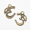 Crescent Moon Om Symbol Pendant Charm in Two Finishes view 2