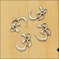 Antique Metal Om Symbol Charm Pendant With Textured Detail, Single Finish view 2